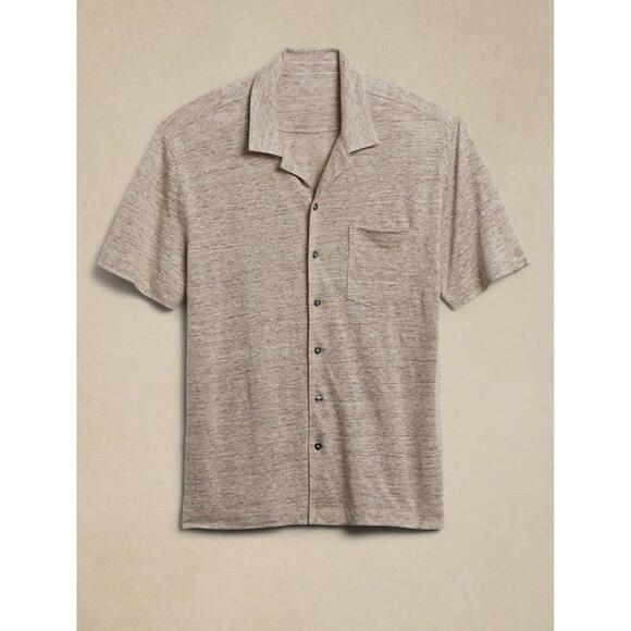 Banana Republic Linen Short Sleeve Resort Shirt Mens Size XL Beige Casual - Picture 1 of 7
